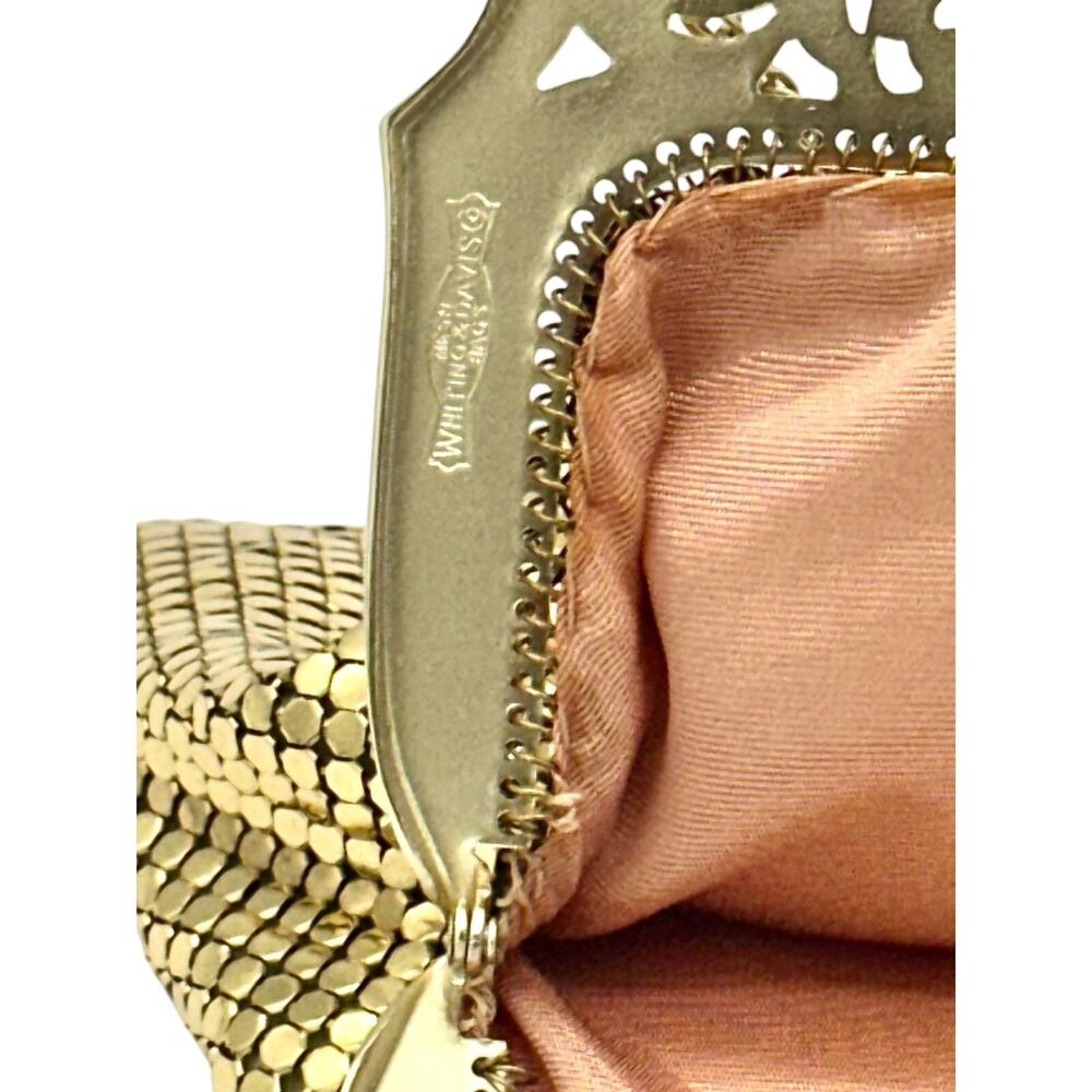 Whiting & Davis Mesh Purse Art Deco Gold Tone Vintage Evening Bag Chain Strap - Picture 5 of 9